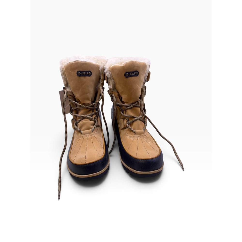 JBU Maldives Weather Ready Boots Womens 9 Tan Black Faux Fur Lace Up Winter NWT